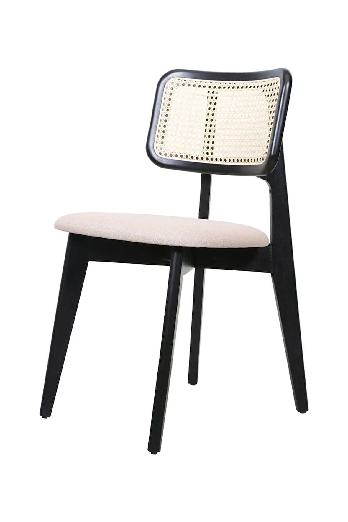 Zeus Zion Beyaz Teddy Hazeranlı Hasırlı Model Siyah Ahşap Bohem Sandalye (1 ADET)