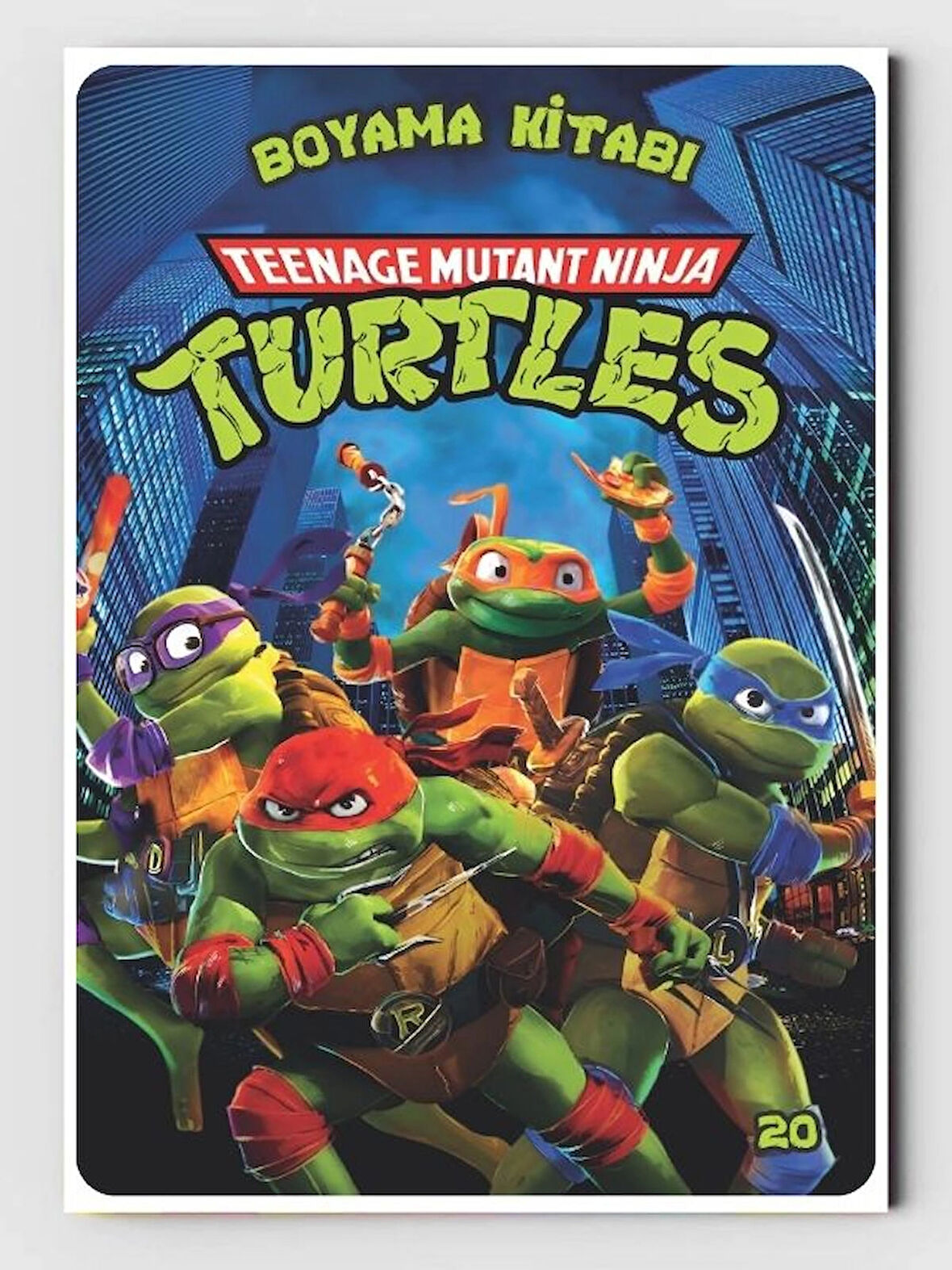  Ninja Turtles (Ninja Kaplumbağalar) Boyama Kitabı (20 Tam Sayfa)