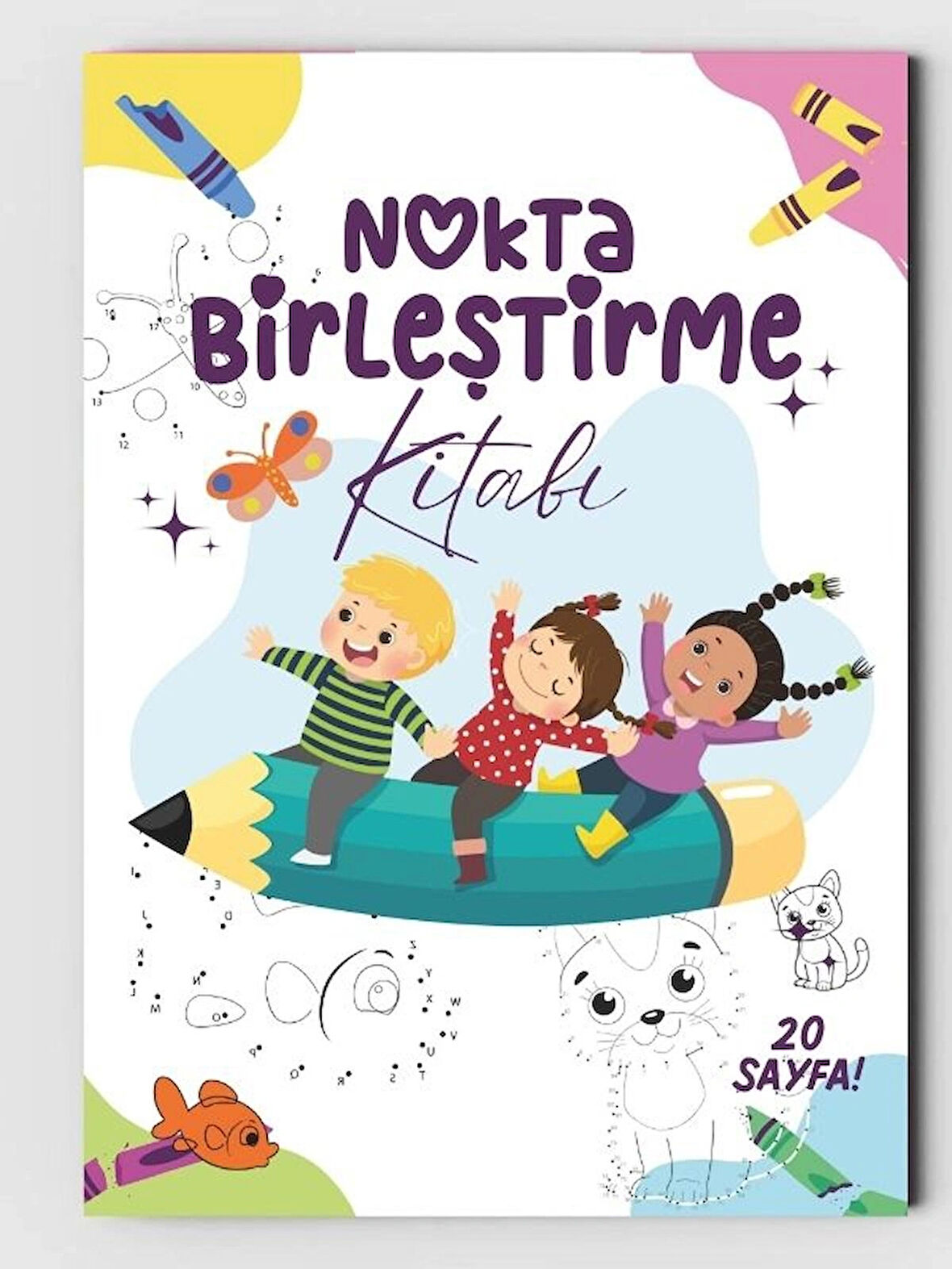 Noktaları Birleştirme ve Çocuklar Için Boyama Kitabı (20 TAM SAYFA RESİMLİ BOYAMA KİTABI)