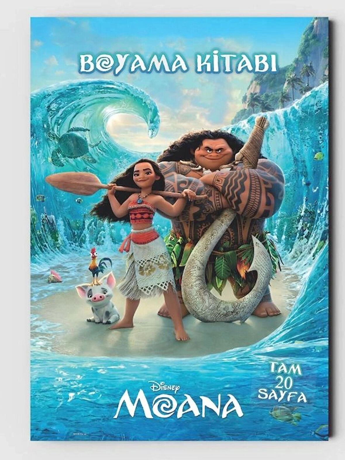 Moana Temalı, Çocuklar Için Boyama Kitabı (20 TAM SAYFA RESİMLİ BOYAMA KİTABI)