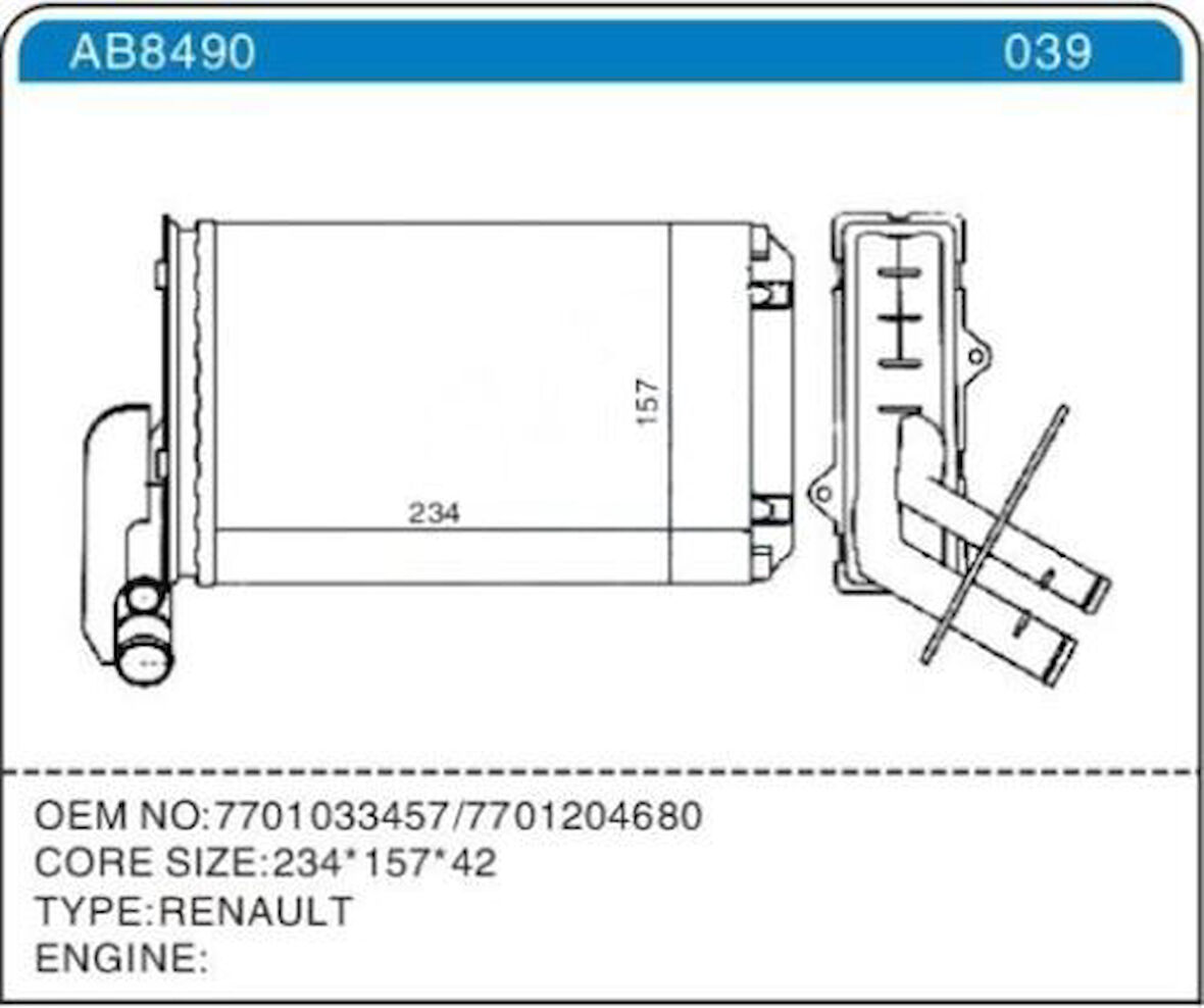 Zenon RN2651 Kalorifer Radyatörü R-19 1.4 88-00 7701033457