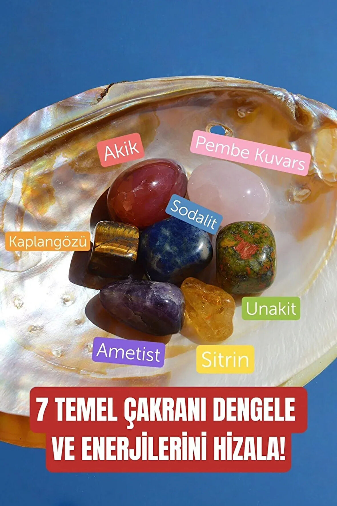 Çakra Doğal Taş Tumble Seti