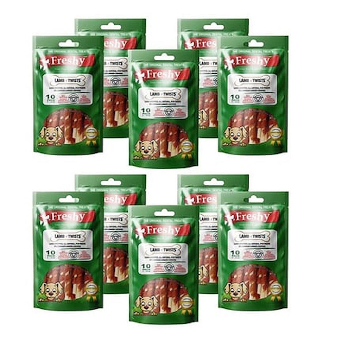 Freshy Lamb Twist Kuzu Eti Sarılı Burgu Çubuk Köpek Ödülü 100'lü 10 Adet