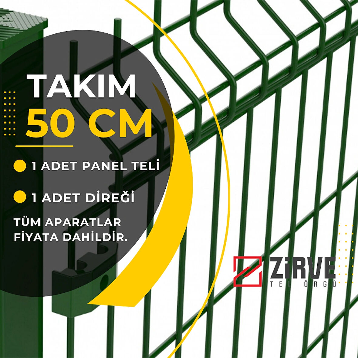 Panel Çit Takımı 50 CM x 250 CM (Aparatlı)