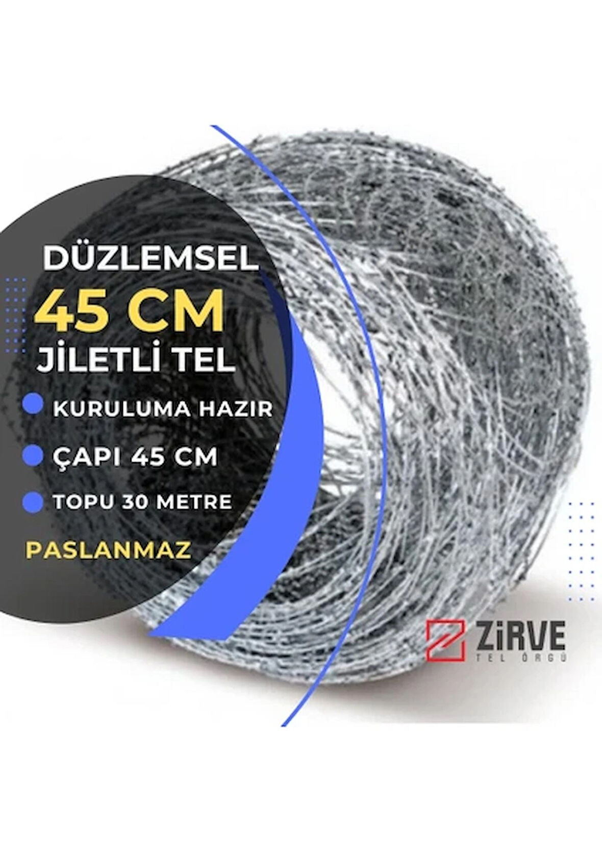 45 cm x 30 Metre Düzlemsel Jiletli Tel