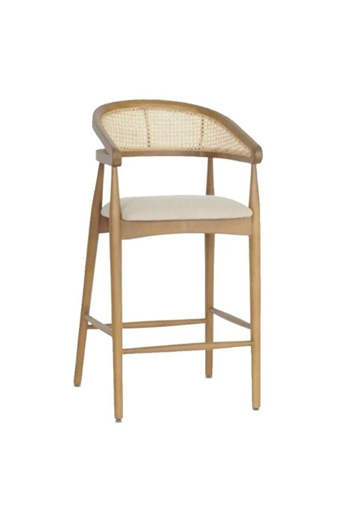 Gazel Hazeranlı Ahşap Bar Sandalyesi