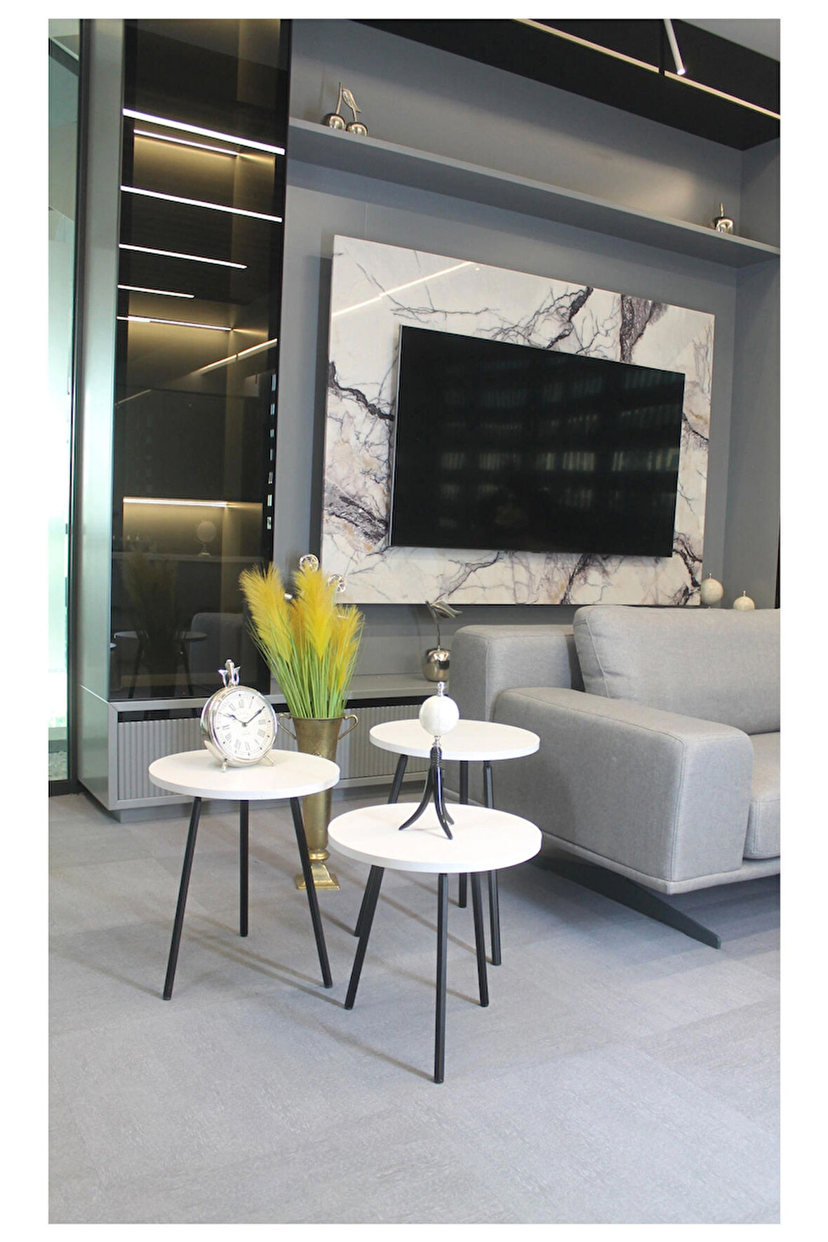 Parma Zigon Sehpa Beyaz 3'lü - Zigon Sehpa 3'lü - Beyaz Zigon Sehpa