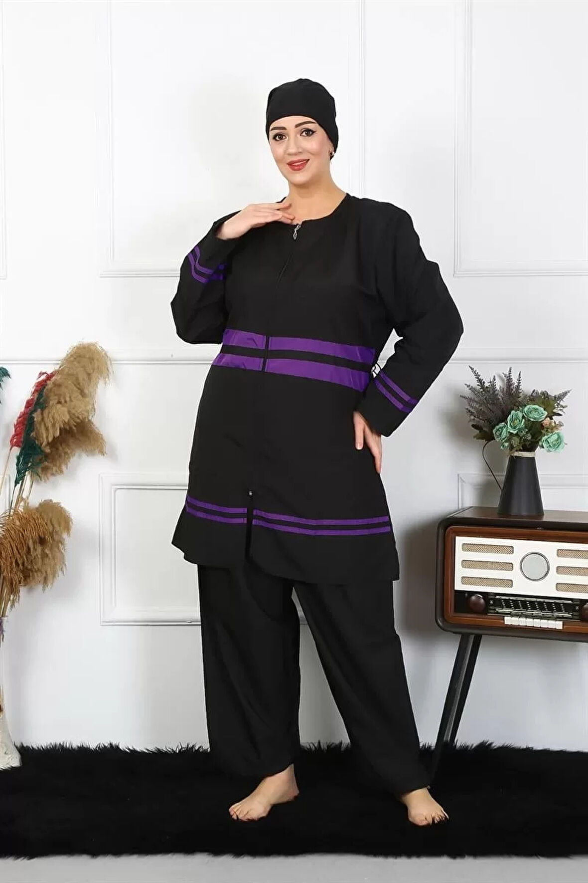 Büyük Beden Tesettür Mayo Siyah