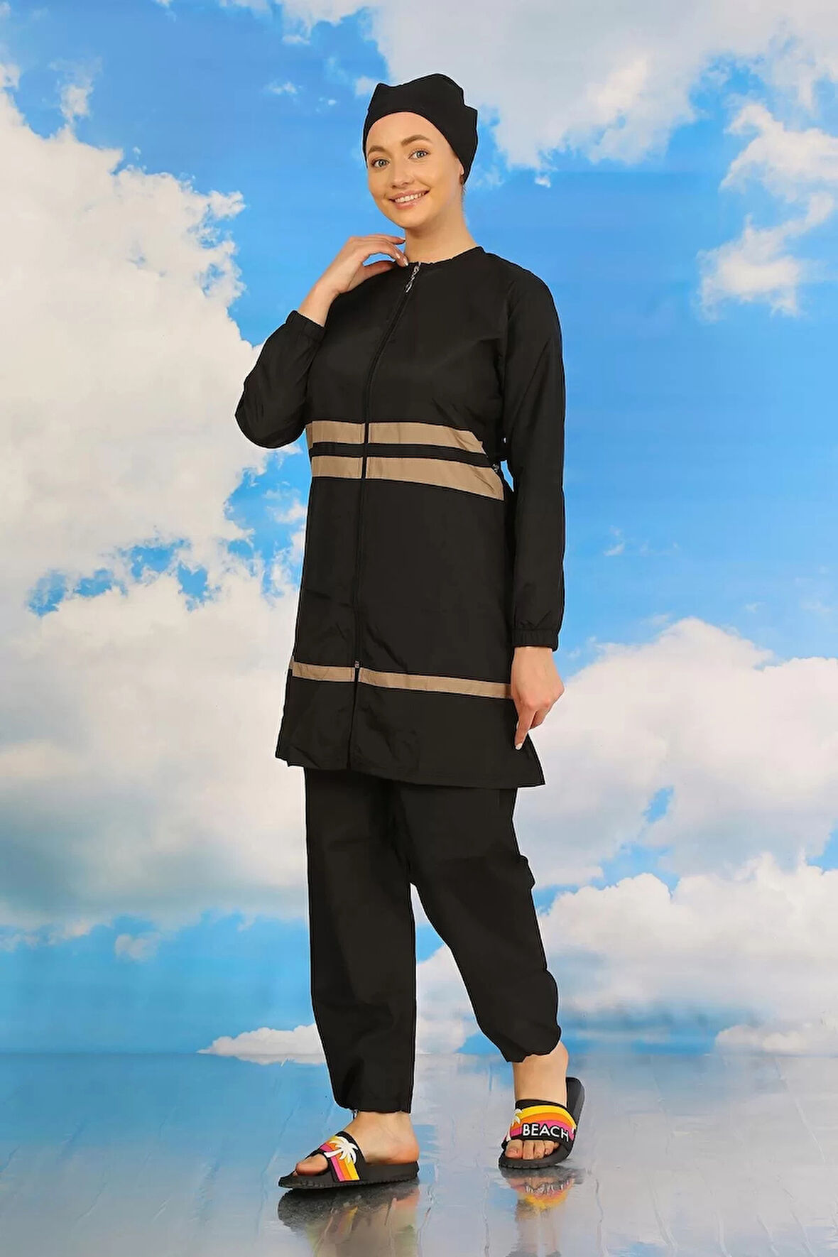 Kadın Tam Tesettür Mayo Siyah