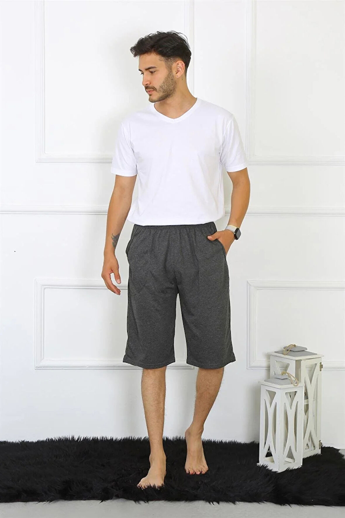 Erkek Pamuk Antrasit Kapri