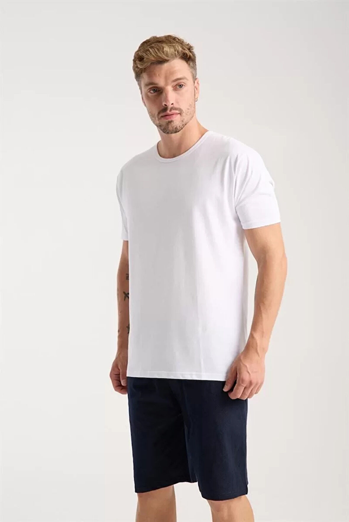 Erkek Cepli Lakost Pamuk Penye Şort Lacivert