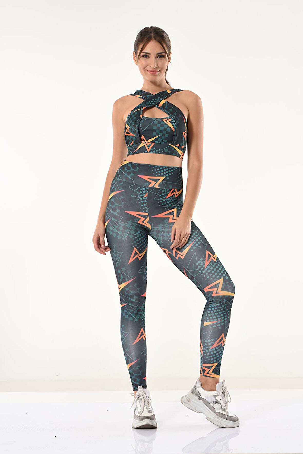 Baskılı Büstiyer Tayt Takım 531