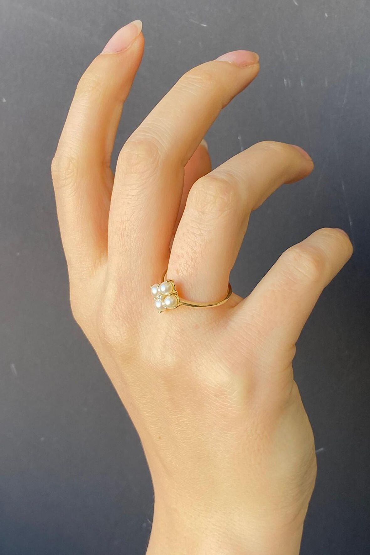 Birinci1926 14 Ayar Altın Dörtgen Dört İncili Pırlanta Yüzük