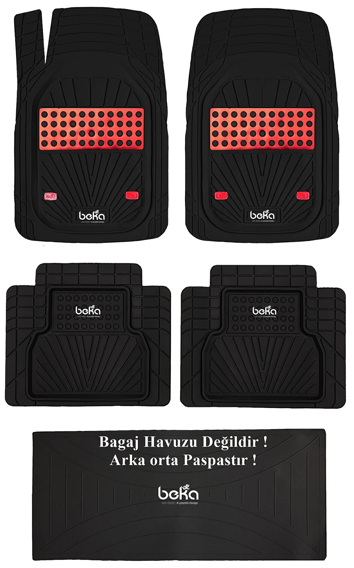 Seat ea XL 2015 UYUMLU HAVUZLU ÜNIVERSAL YENİ NESİL PLUS PASPAS SİYAH - KIRMIZI