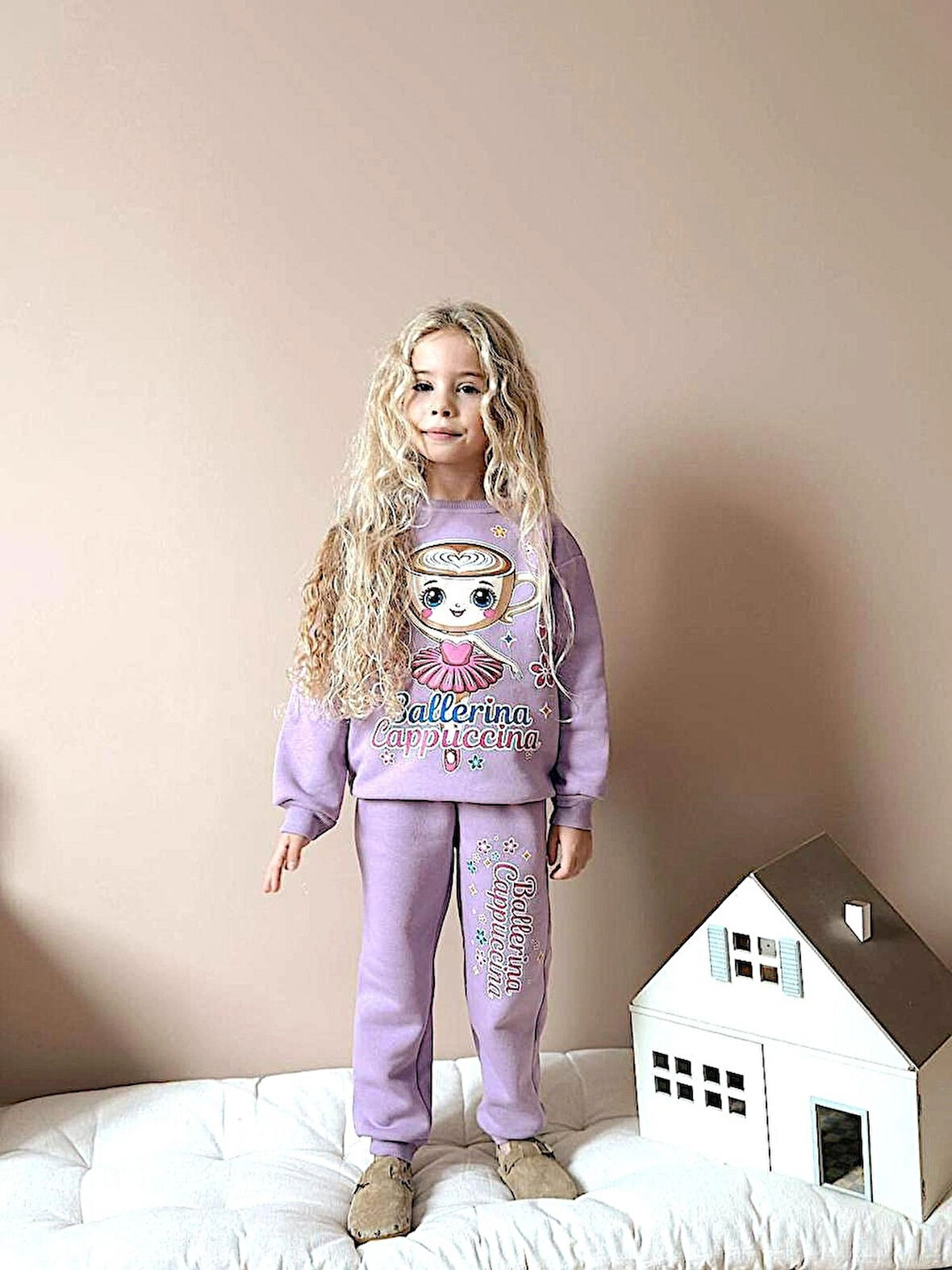 Milays Kız Çocuk 3iplik %100 Pamuk Kalın Penye Renkli Kışlık Eşofman Takımı