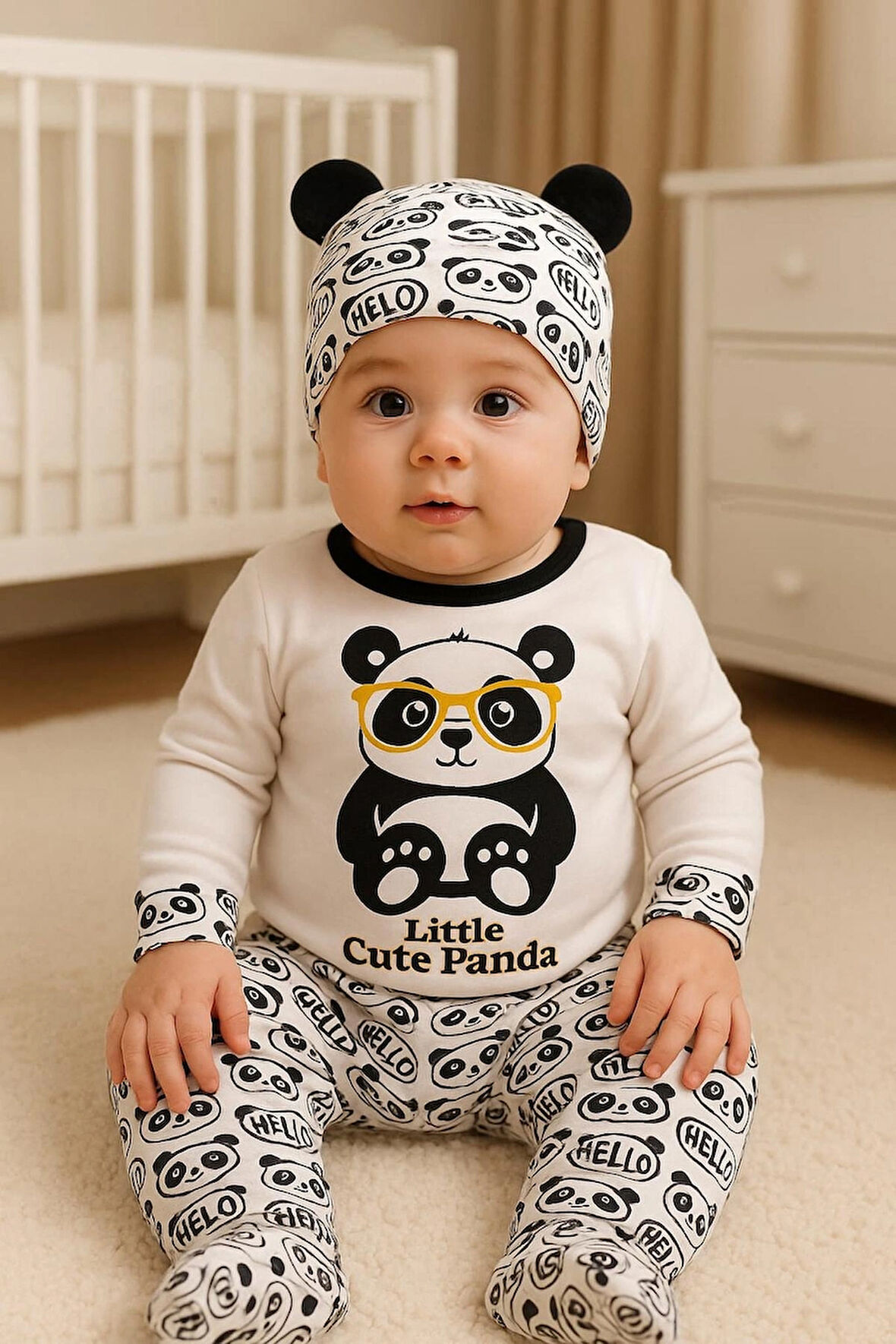 0-3. 3-6 AY SEVİMLİ HAYVANLAR  BASKILI %100 PAMUK  ÇITÇITLI BERELİ 3 LÜ TAKIM