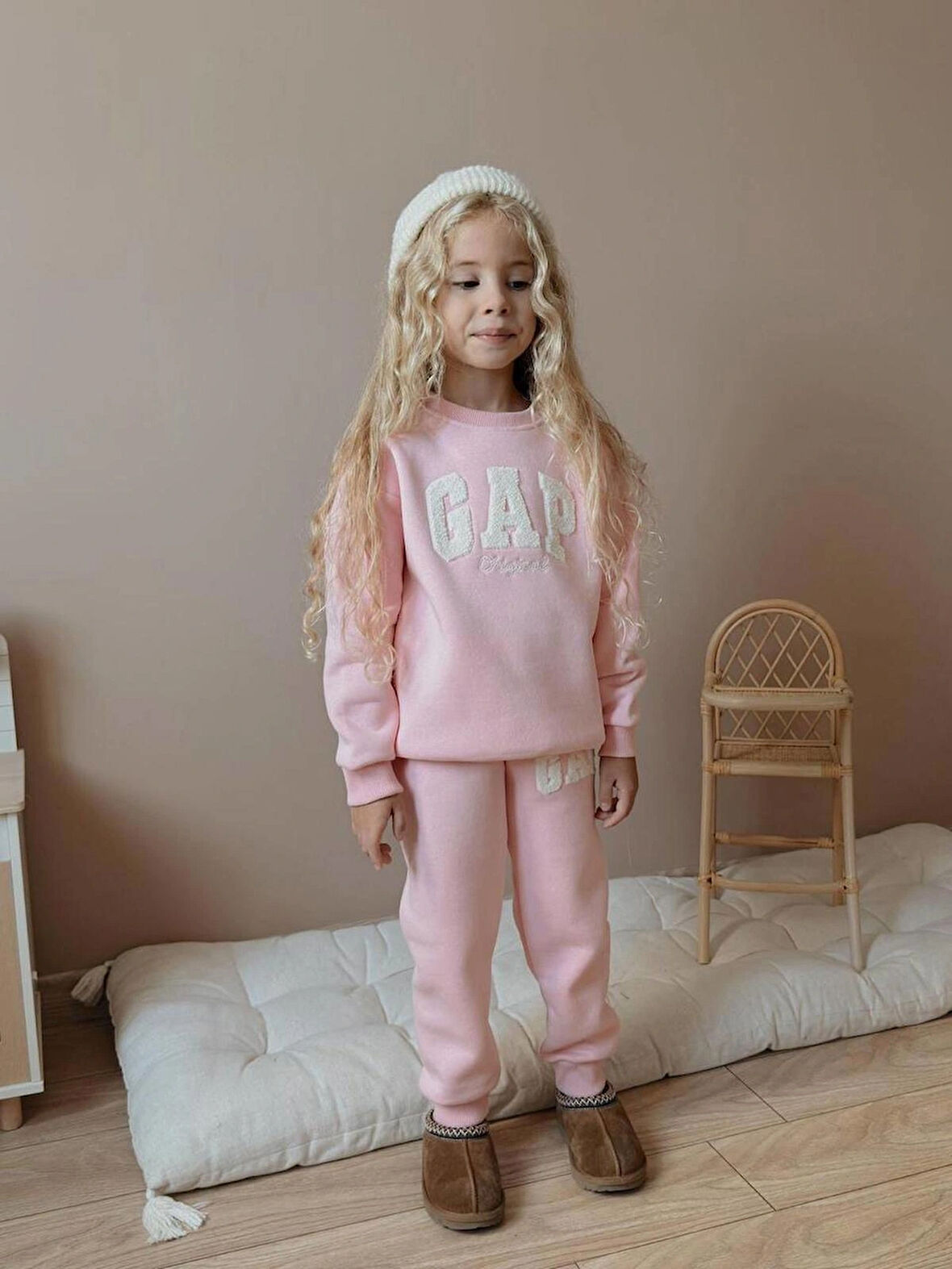 Kız Çocuk 3iplik %100 Pamuk Kalın Penye Renkli Kışlık Eşofman Takımı