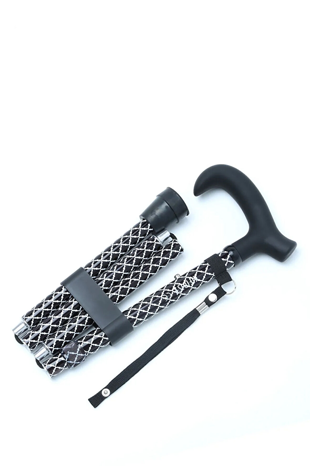 GB845 Desenli Katlanır Baston Siyah-Beyaz Desenli