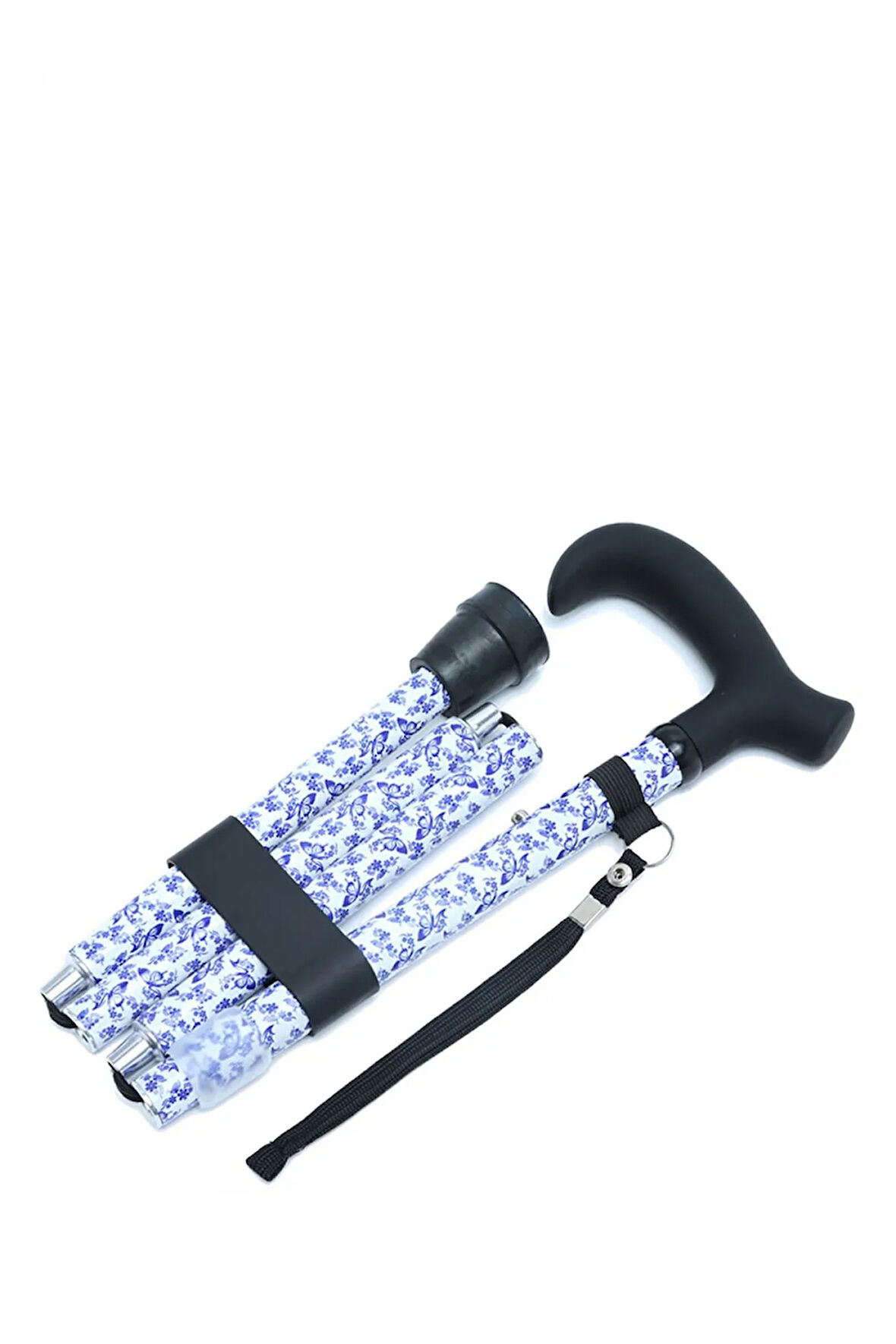 GB845 Desenli Katlanır Baston Mavi Desenli