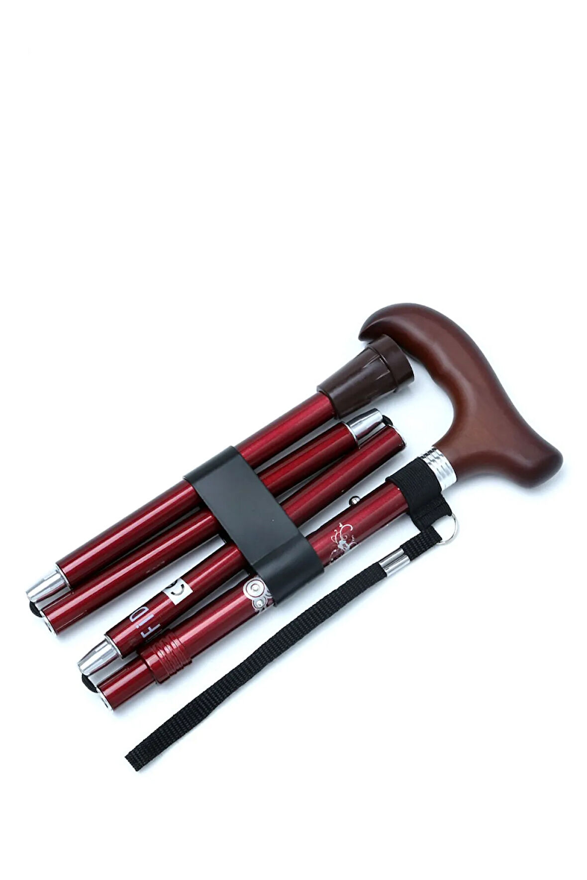 606SAW Taşlı Katlanır Baston 9030-1 Bordo Desenli