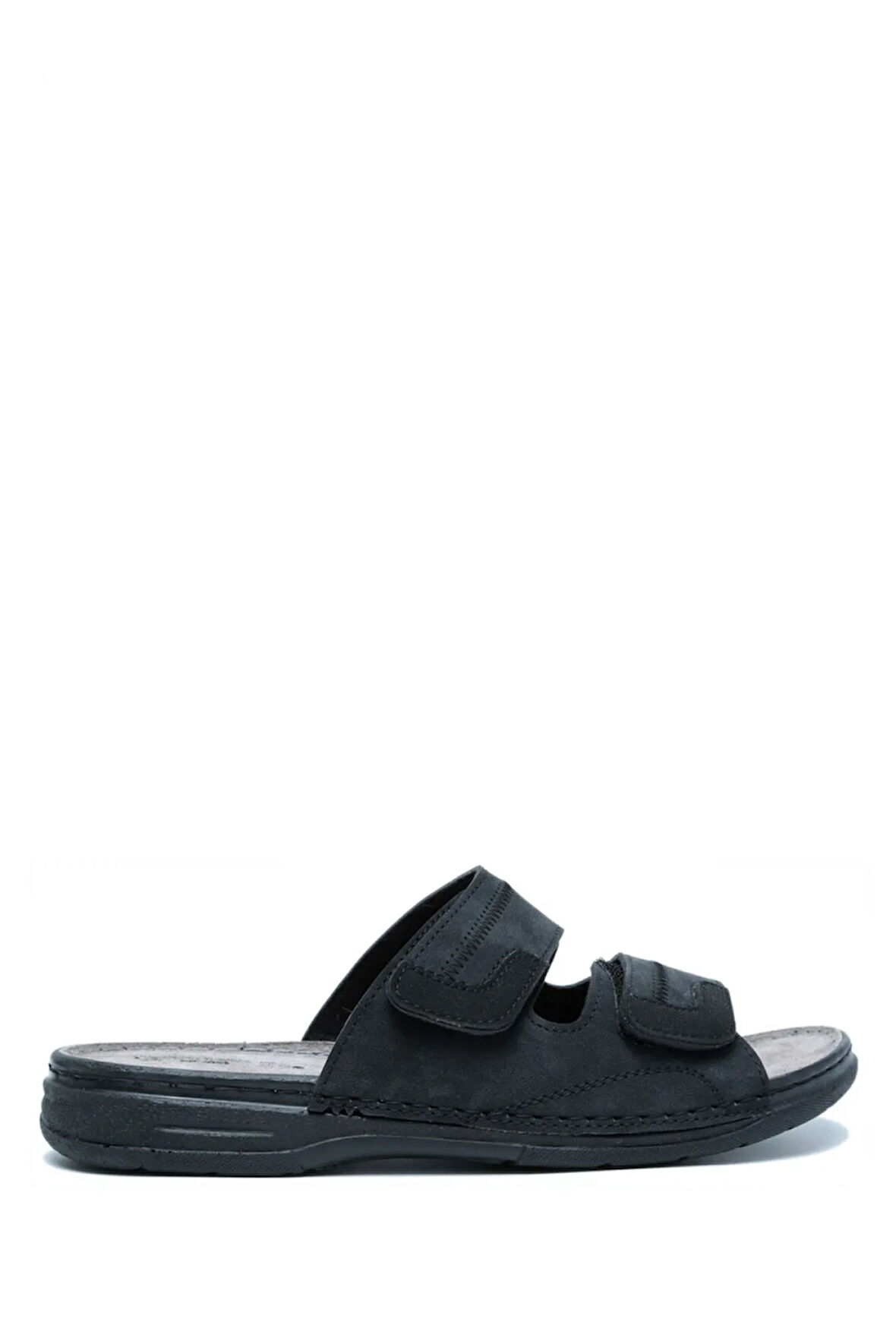 SIB4412 Kifidis-Natura Erkek Çift Bantlı Anatomik Deri Terlik 40-45 Siyah/Black