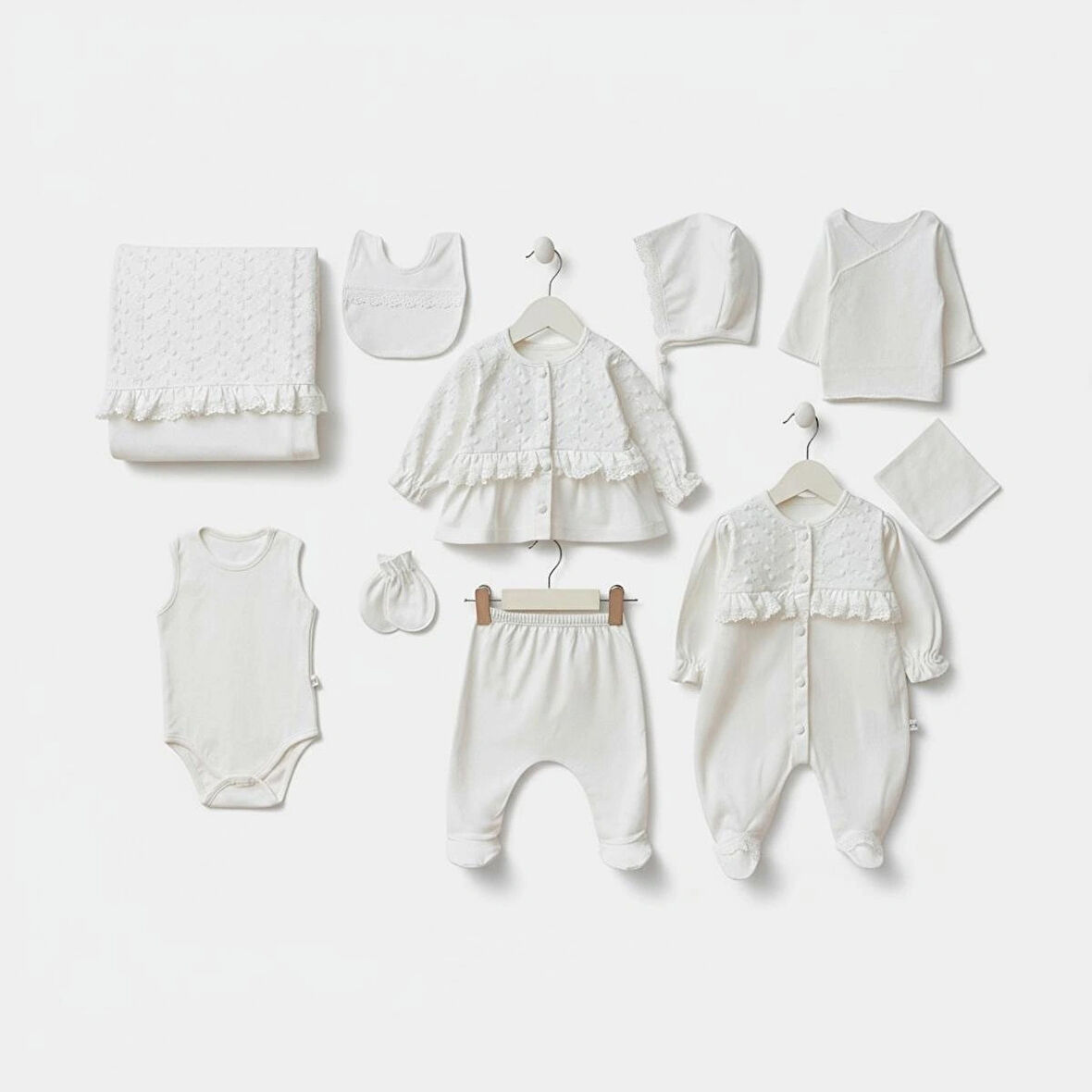 0-3 AY KIZ BEBEKLERE ORGANİK PAMUK JESSİCA 10 LU PREMİUM SET