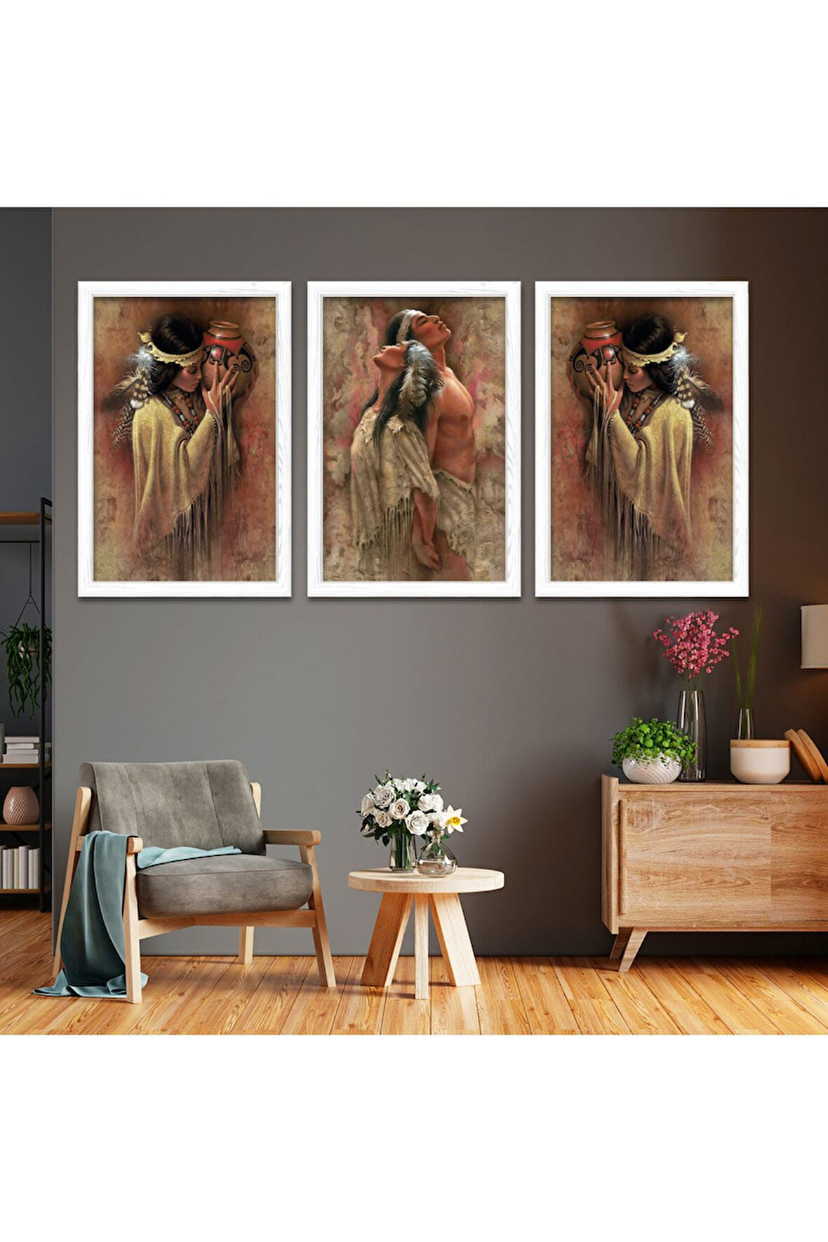 Siyah Ahşap Çerçeveli Kızıldereli Aşıklar Tablo