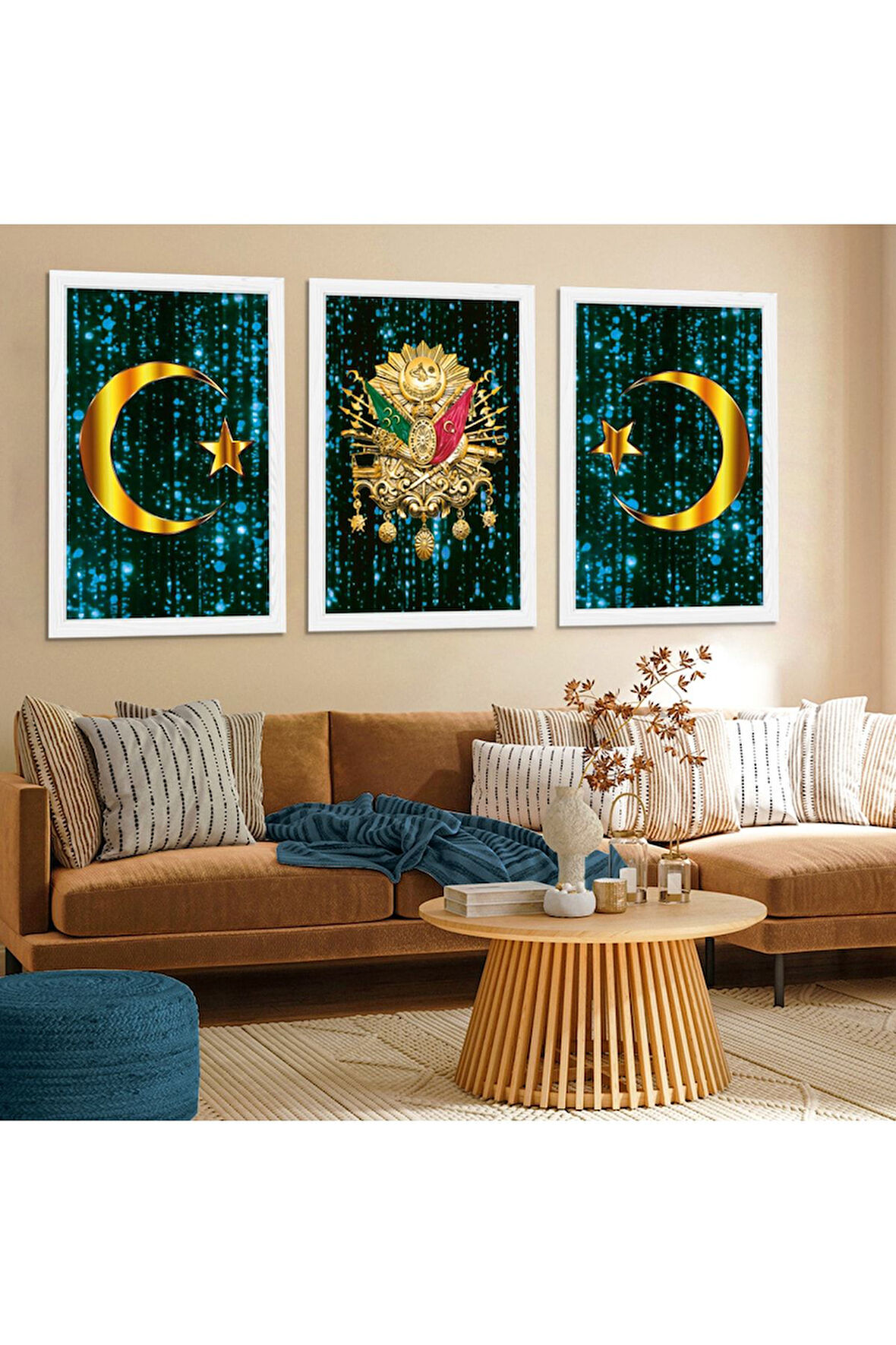 Beyaz Ahşap Çerçeveli Osmanlı Tuğrası Tablo