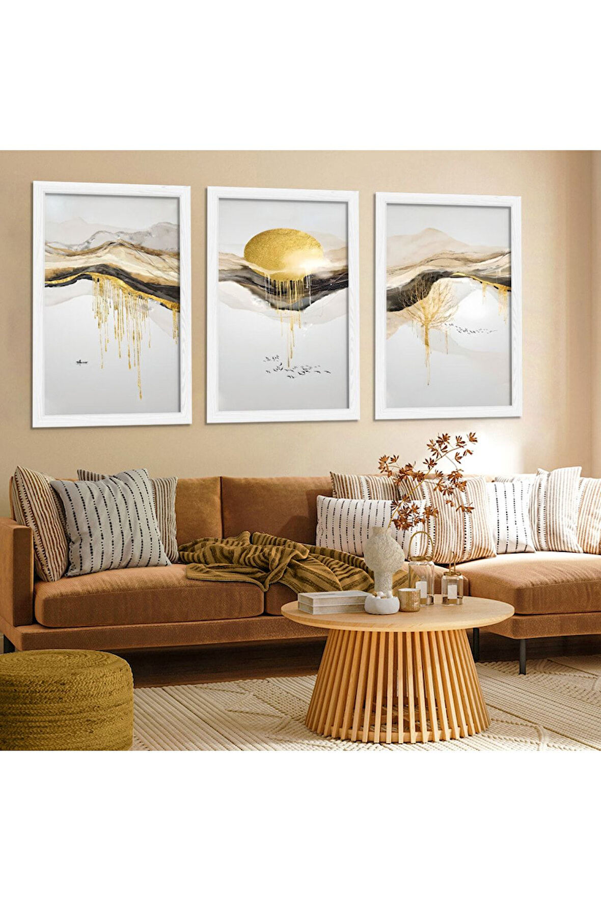 Beyaz Ahşap Çerçeveli Modern Tablo