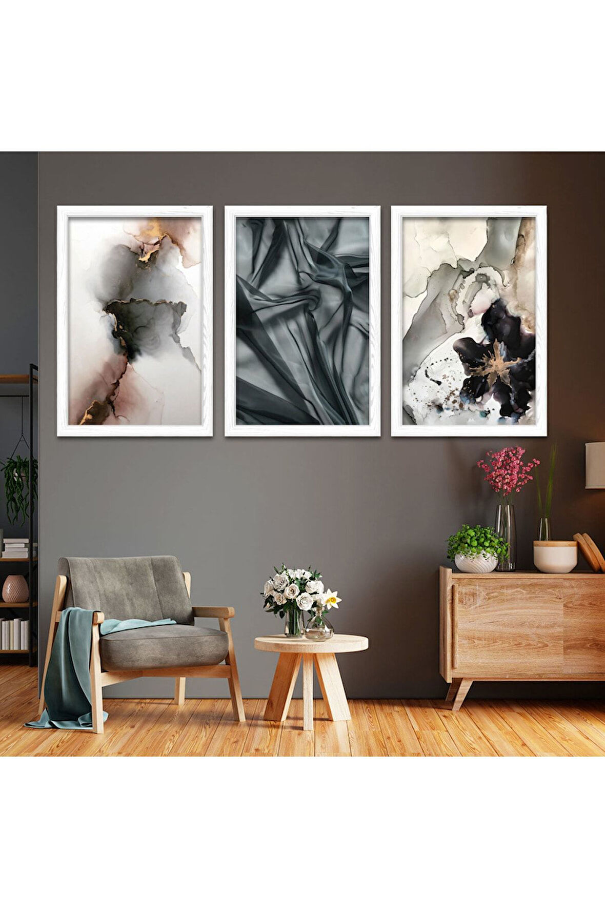 Siyah Ahşap Çerçeveli Modern Çizim Tablo