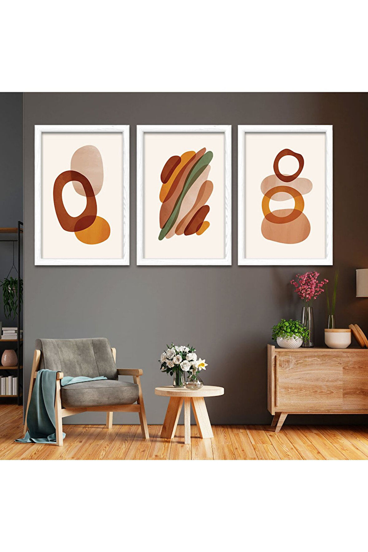 Siyah Ahşap Çerçeveli Kolaj Çizim Modern Tablo