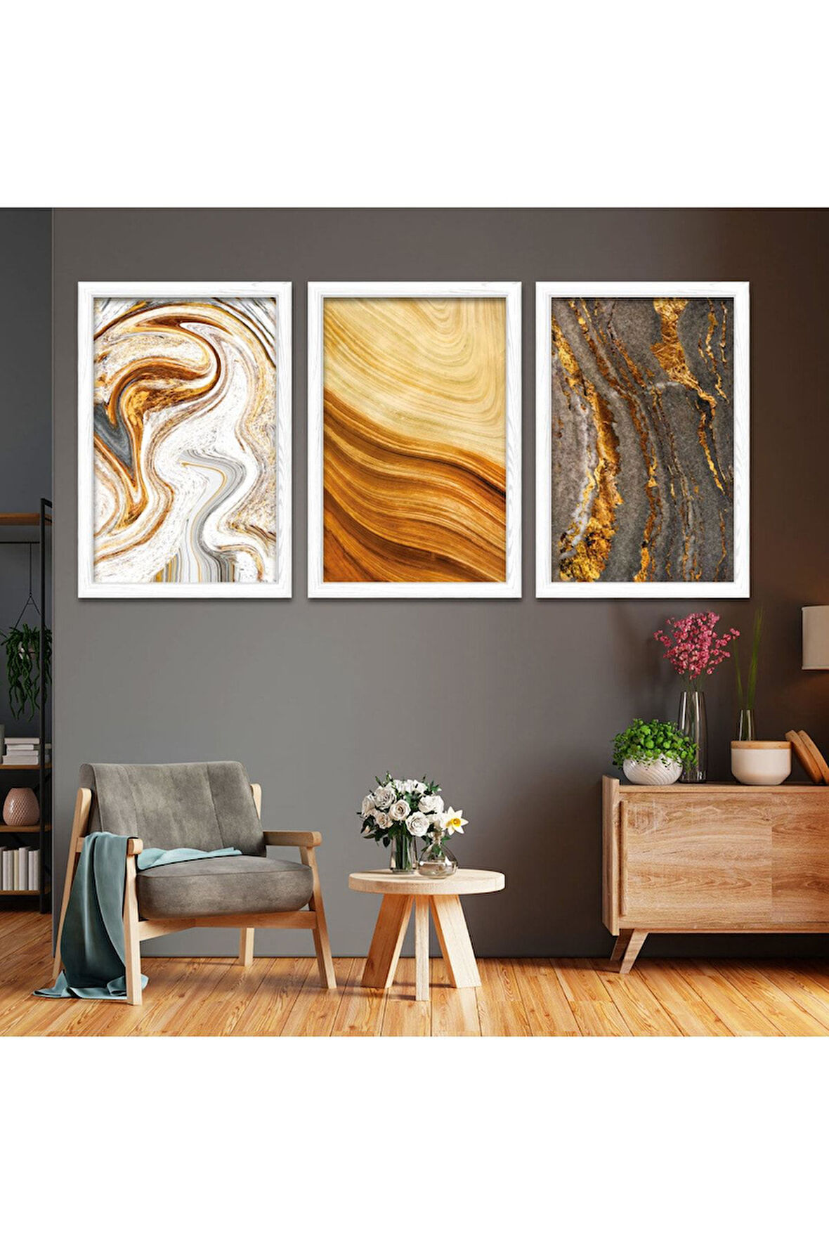 Siyah Ahşap Çerçeveli Kolaj Çizim Tablo