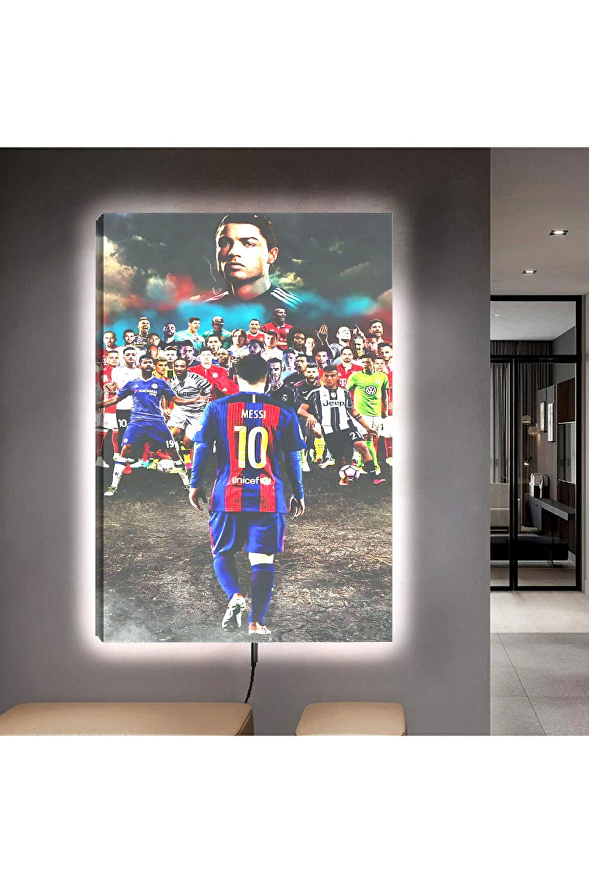 Ledli 90x60 Lionel Messi Kanvas Tablo