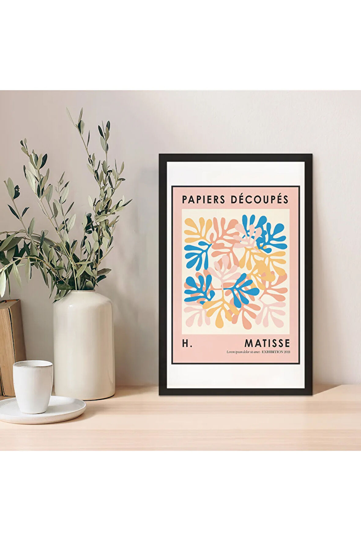 1 Adet Bej Mdf Zeminli Lacivert Spiral Mdf Çerçeve Görünümlü Mdf Tablo