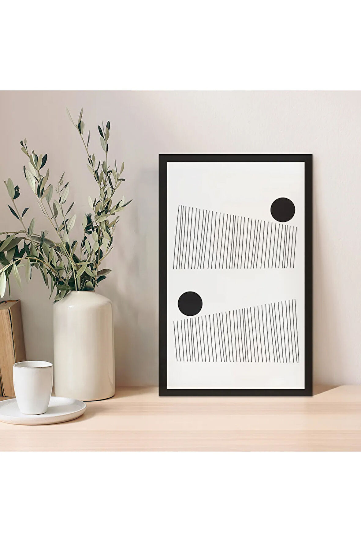 1 Adet Krem Mdf Zeminli Bronz Geometrik Mdf Çerçeve Görünümlü Mdf Tablo