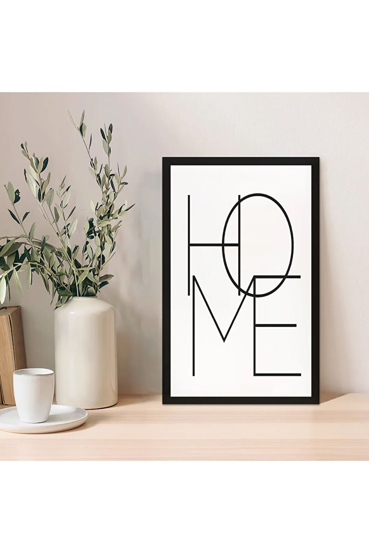 1 Adet Siyah Home Yazılı Ahşap Mdf Çerçeve Görünümlü Mdf Tablo