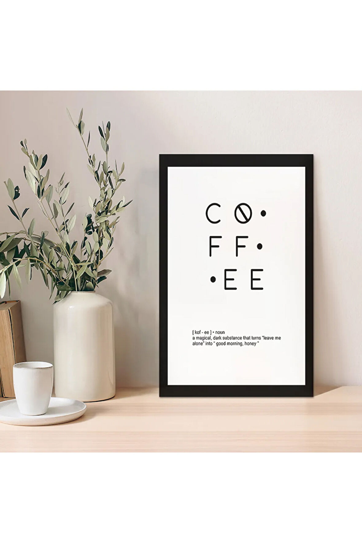 1 Adet Siyah Coffee Yazılı Ahşap Mdf Çerçeve Görünümlü Mdf Tablo