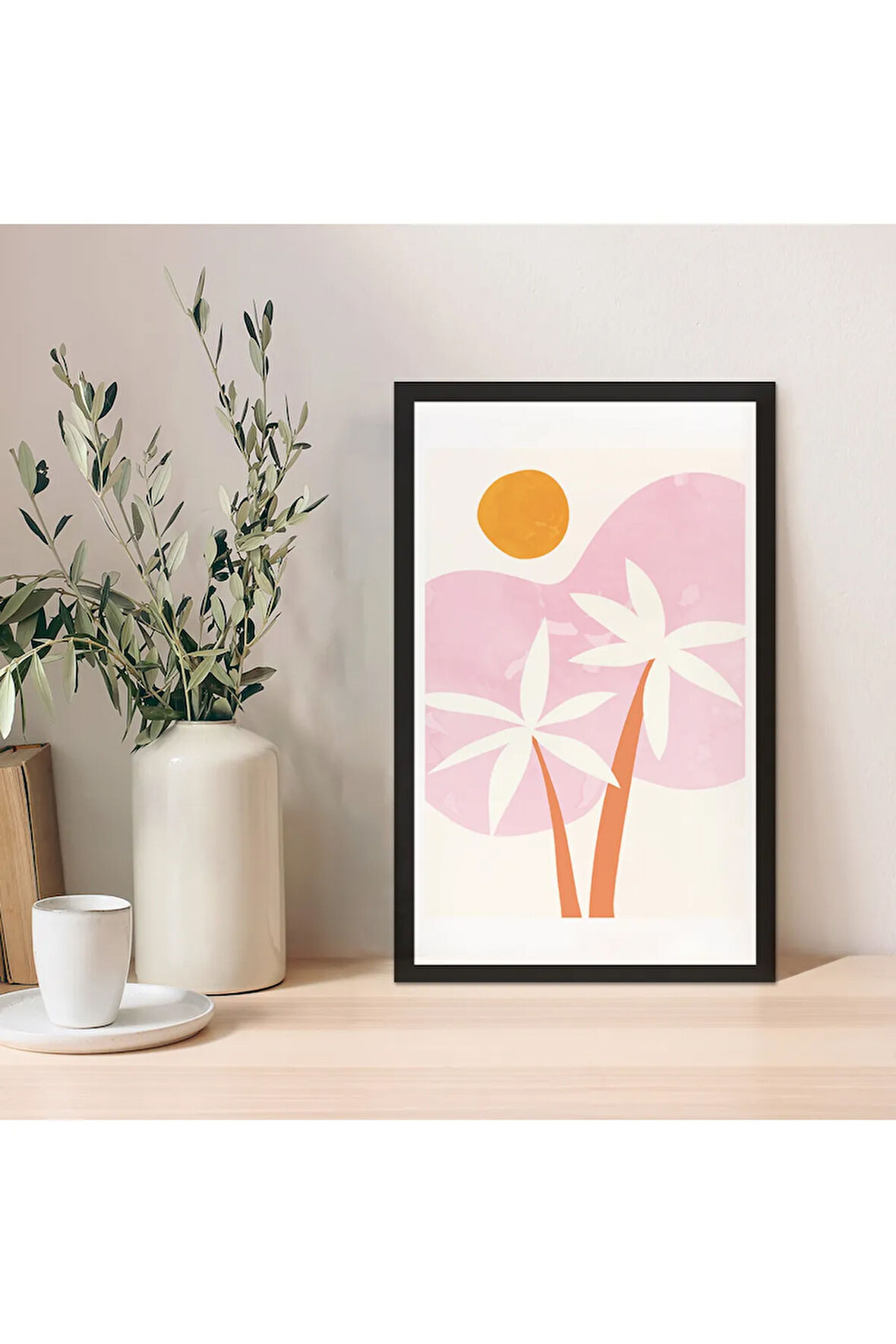 1 Adet Siyah Mdf Zeminli Lacivert Geometrik Mdf Çerçeve Görünümlü Mdf Tablo