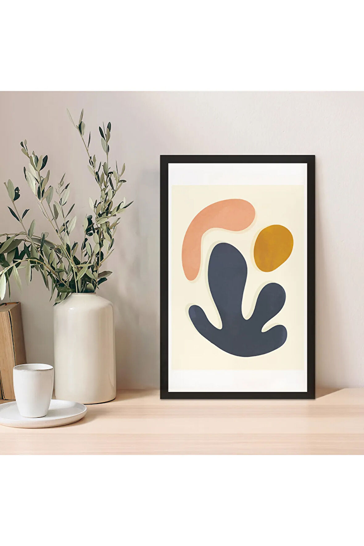 1 Adet Bej Mdf Zeminli Altın Spiral Mdf Çerçeve Görünümlü Mdf Tablo