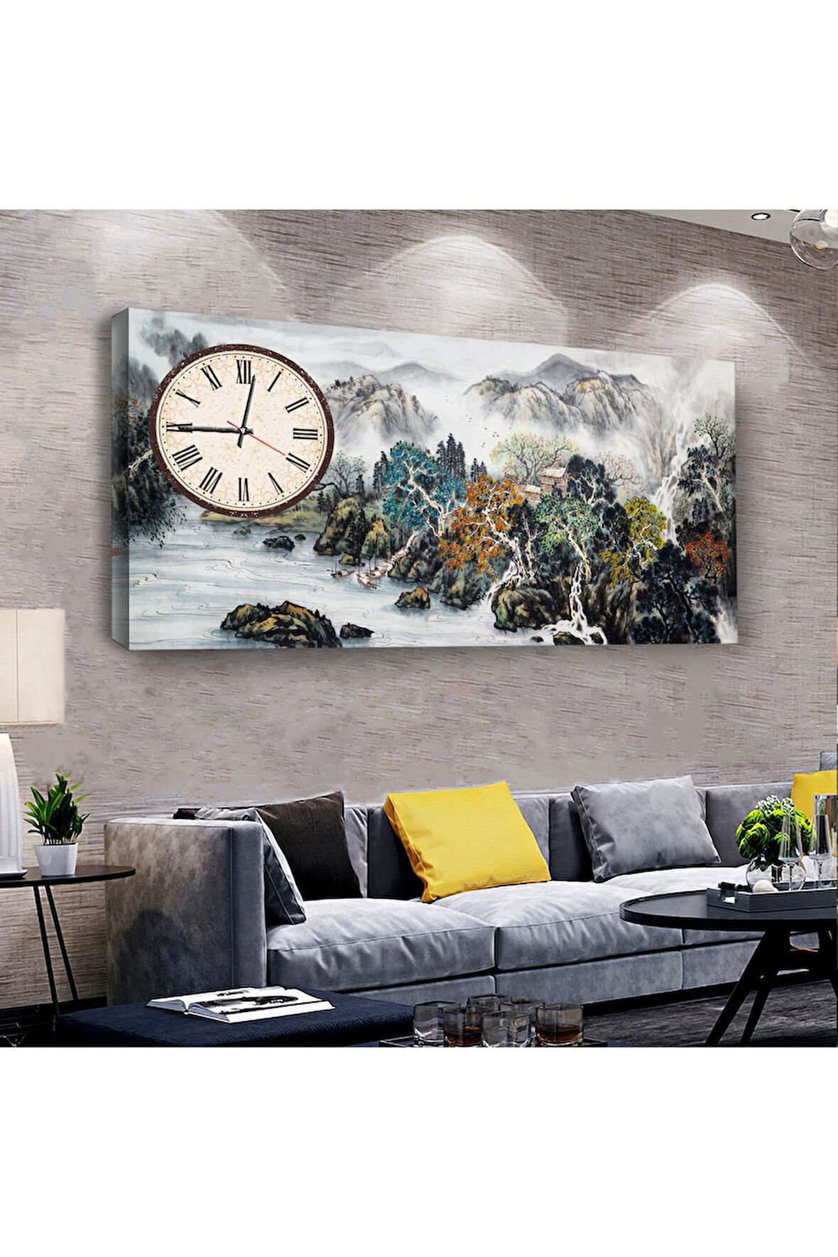 Orman Manzara 100 X 50 Cm Saatli Kanvas Tablo