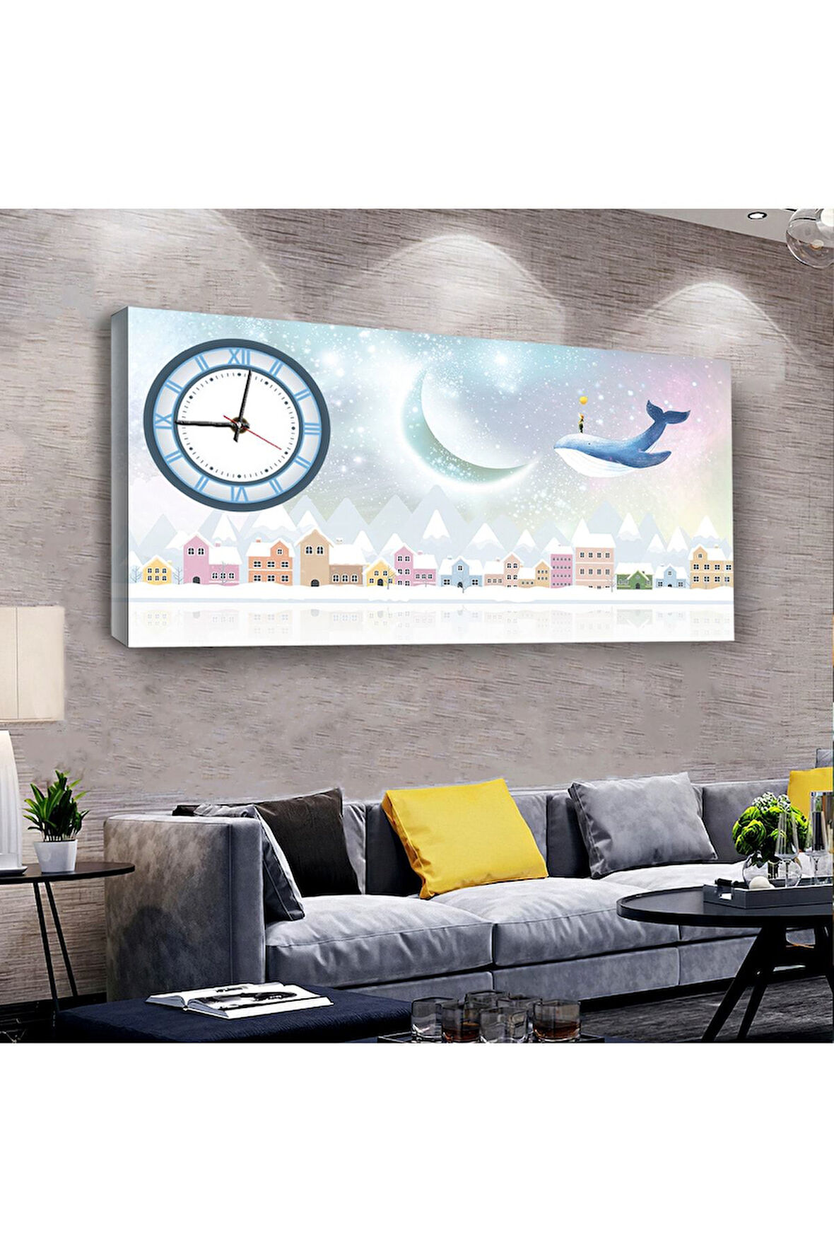 Kız Çocuğu Odası 100 X 50 Cm Saatli Kanvas Tablo