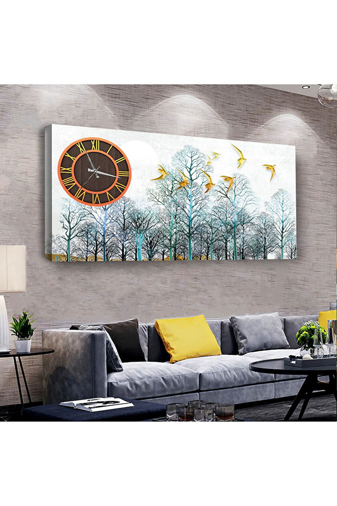Orman Manzara 100 X 50 Cm Saatli Kanvas Tablo