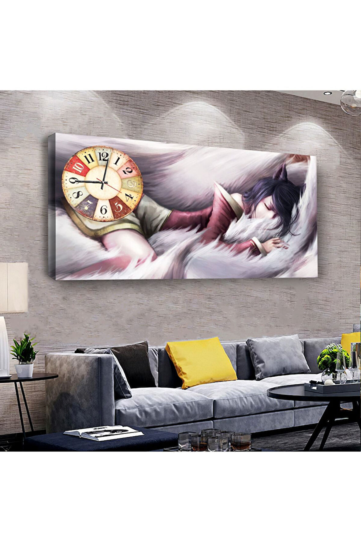 Sanal Dünya 100 X 50 Cm Saatli Kanvas Tablo