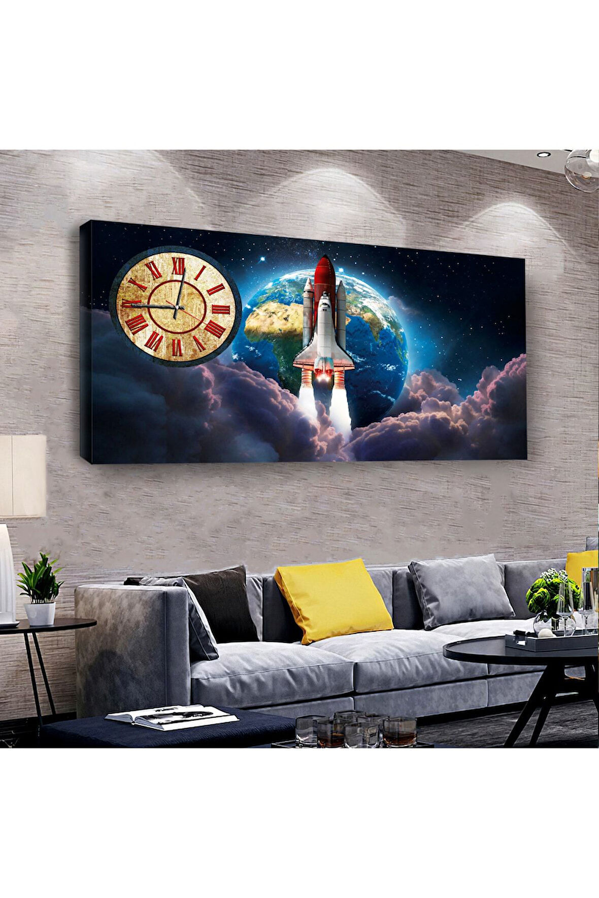 Space 100 X 50 Cm Saatli Kanvas Tablo