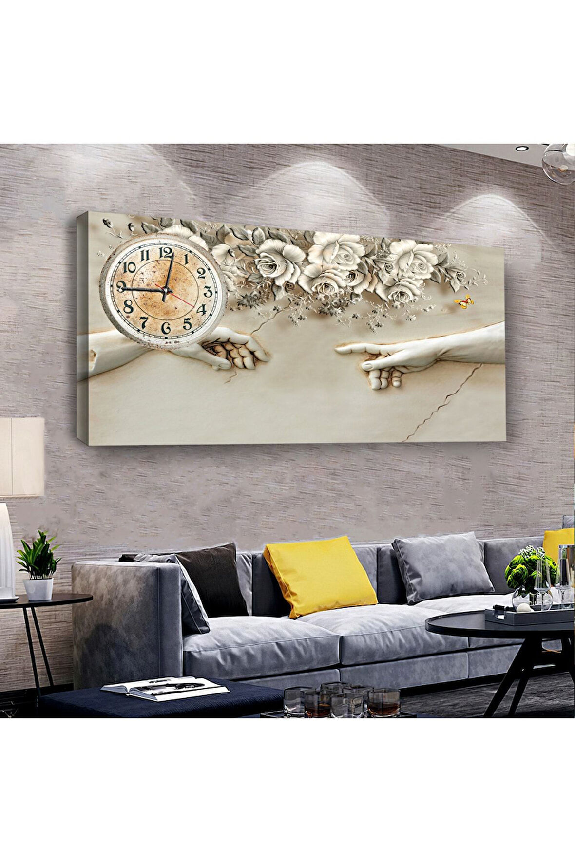 Heykel Sanat 100 X 50 Cm Saatli Kanvas Tablo