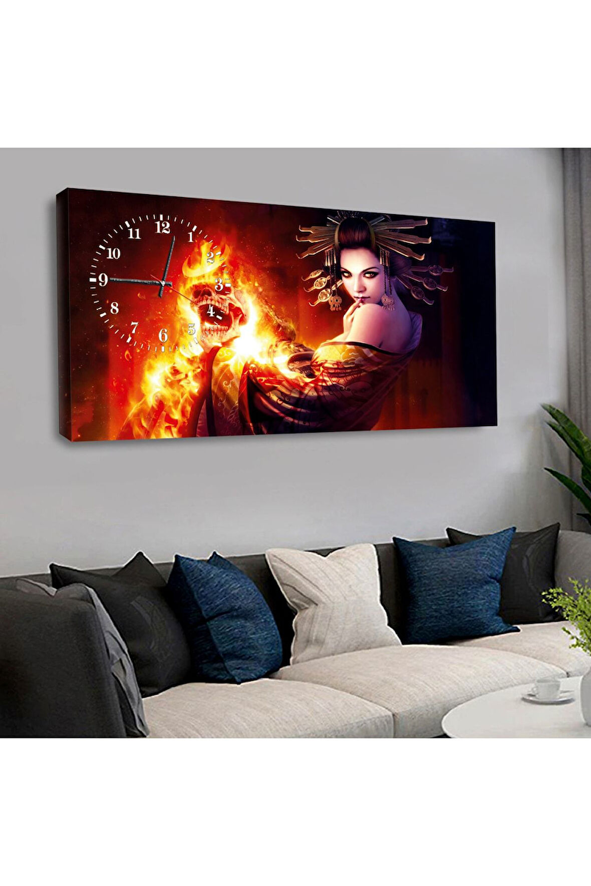 120x60 Saatli Andromeda Kanvas Tablo