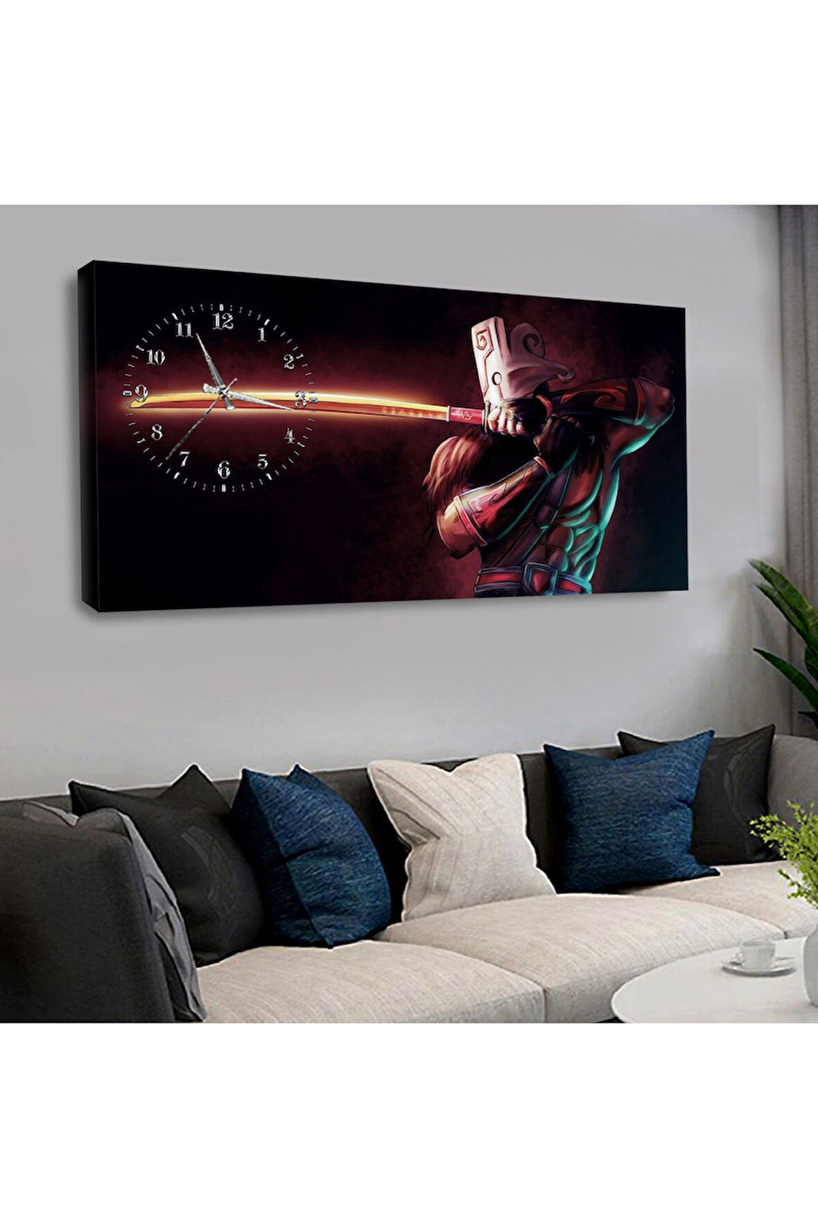 120x60 Saatli Sanal Dünya Kanvas Tablo