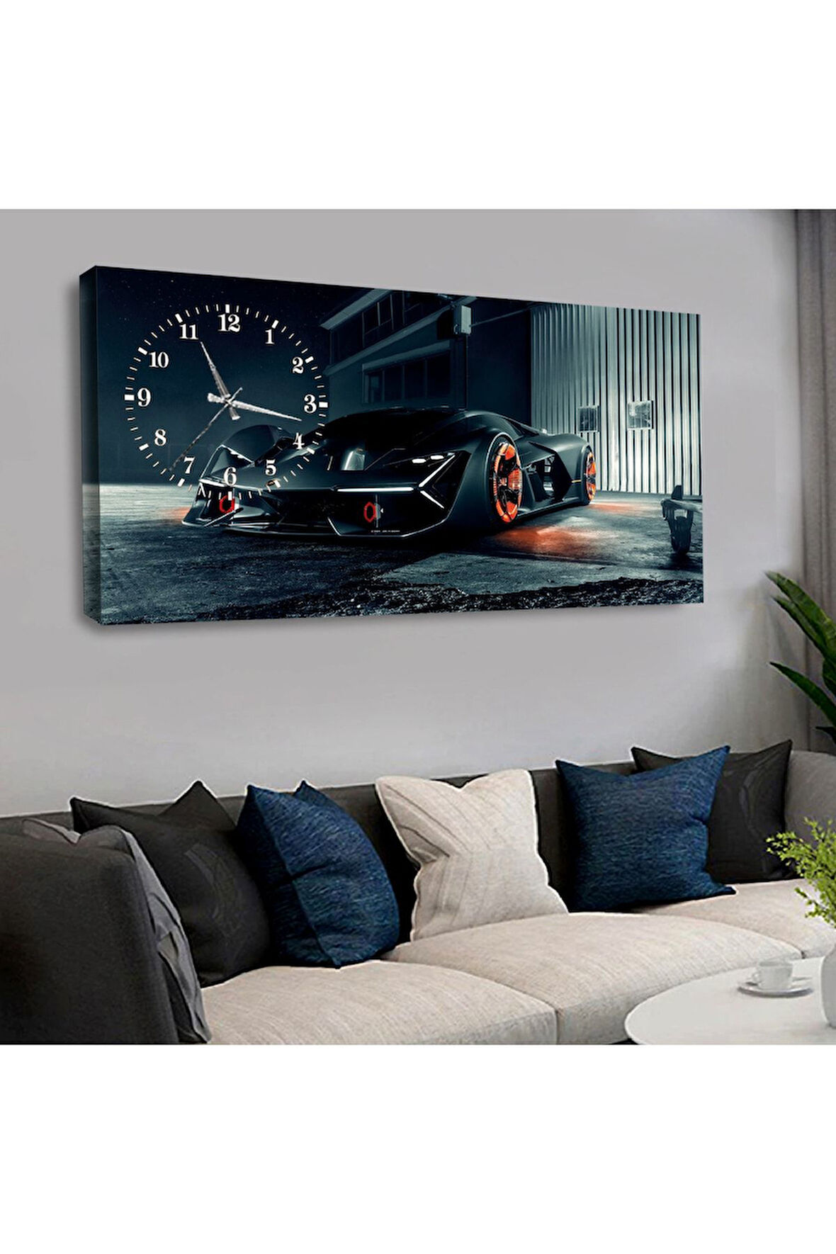 120x60 Saatli Spor Araba Kanvas Tablo