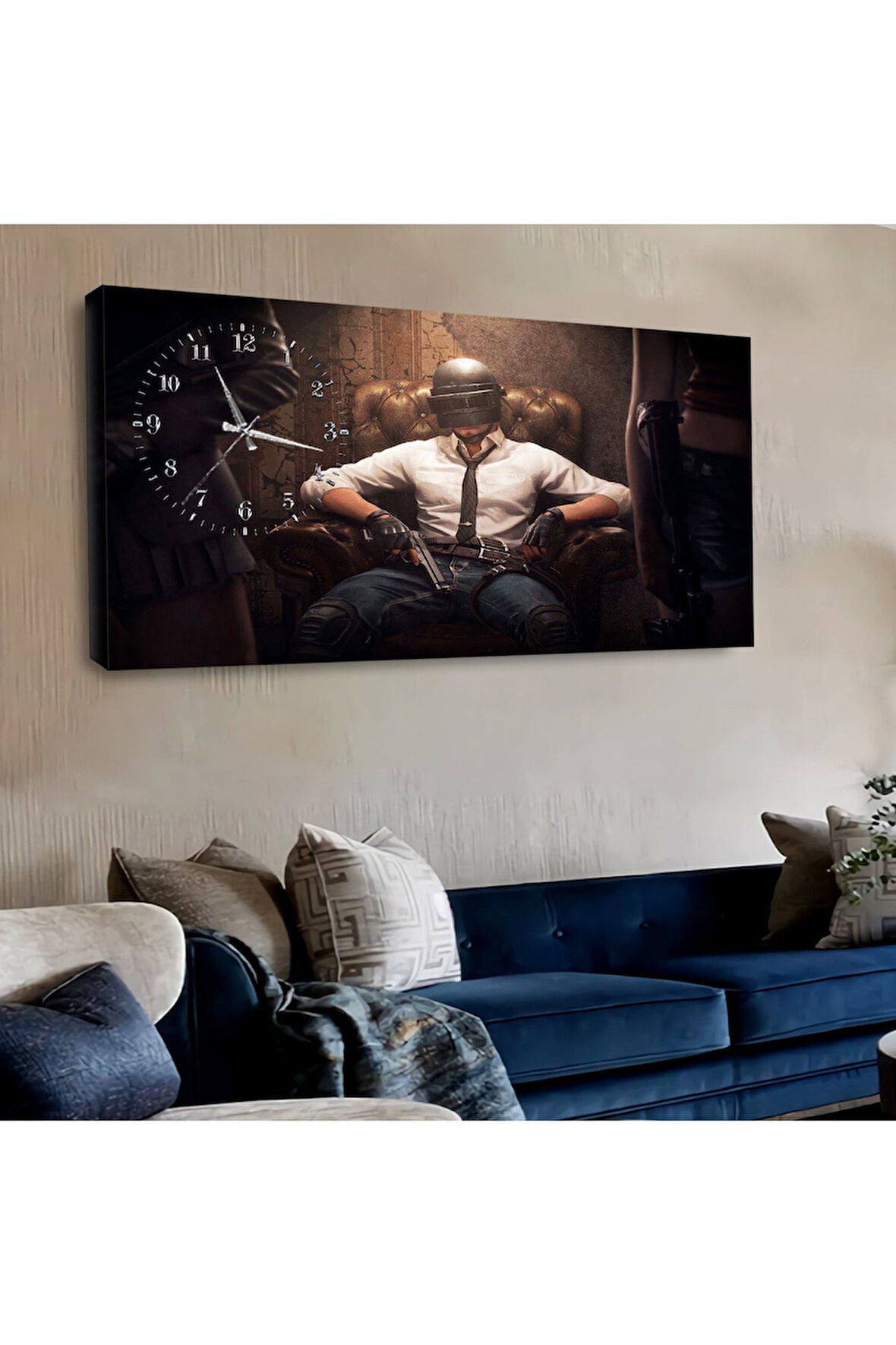 120x60 Saatli Pubg Kanvas Tablo