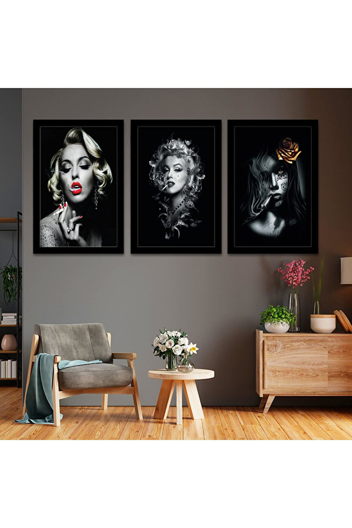 Beyaz Ahşap Çerçeveli Marilyn Monroe